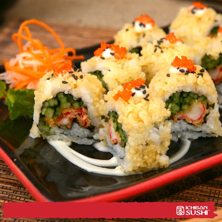 top gun roll_, 1. Salmon Salad, 2. Ichiban Salad, 3. Salmon Cheese Roll, 4. Dragon Ball Roll, 5. Spicy Chicken Roll, 6. Top Gun Roll, 7. Namazu Temaki, 8. Namazu Tiger Roll, 9. Chuka Idako Sashimi, 10. Gyoza, 11. Best Bento, 12. Capital Party, 13. Beef Ramen Paitan, 14. Chicken Teriyaki Donburi, 15. Taco Sushi (Tacoban)