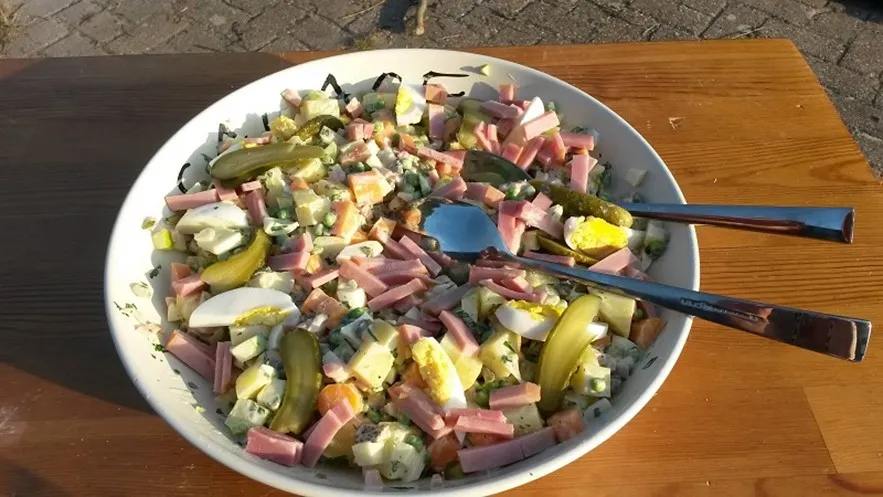 Huzarensalade, Belanda, 1. Horiatiki, Yunani, 2. Rosolli, Finlandia, 3. Shopska Salad, Bulgaria serta Eropa Tenggara dan Negara Balkan, 4. Surówka, Polandia, 5. Olivier Salad, Rusia, 6. Wurstsalat, Jerman, 7. Niçoise Salad, Prancis, 8. Panzanella, Italia, 9. Huzarensalade, Belanda, 10. Sillsalat, Swedia