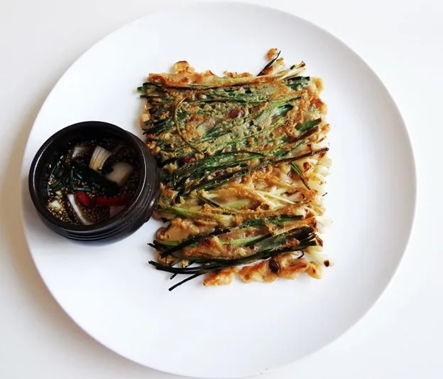 Pajeon, 1. Pajeon, 2. Namul Muchim, 3. Cheongpomuk, 4. Kimchi, 5. Gim Gui, 6. Gamjajeon, 7. Ojingeo Chae Bokkeum, 8. Eomuk Bokkeum, 9. Myulchi Bokkeum, 10. Hobak Bokkeum, 11. Gamja Jeorim, 12. Goguma Mattang, 13. Gyeran Mari, 14. Yeongeun Jorim
