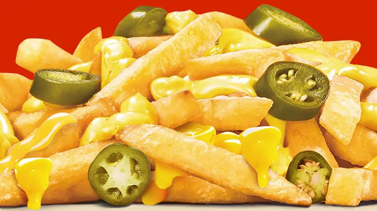 jalapeno cheesy fries, 1. Paket 1 PC Boneless , 2. BBQ Steakhouse Beef, 3. Classic Crispy Chicken Burger, 4. Plant Based Whopper, 5. Nasi King Box, 6. Jalapeno Cheesy Fries, 7. Whopper Junior, 8. BBQ Beef Rasher, 9. Mozzarella Cheeseburger, 10. Cheeseburger, 11. Fish Burger, 12. Super Float, 1. Italian Kings Beef Burger, 2. Kuro Ninja Beef Burger, 3. Ayam Yuzu, 4. Sakura Beef Burger, 5. Tropical Delight Beef Burger, 6. King's Chicken Geprek, 7. Cheesy King Beef Burger, 8. Purple Seoul Beef Burger