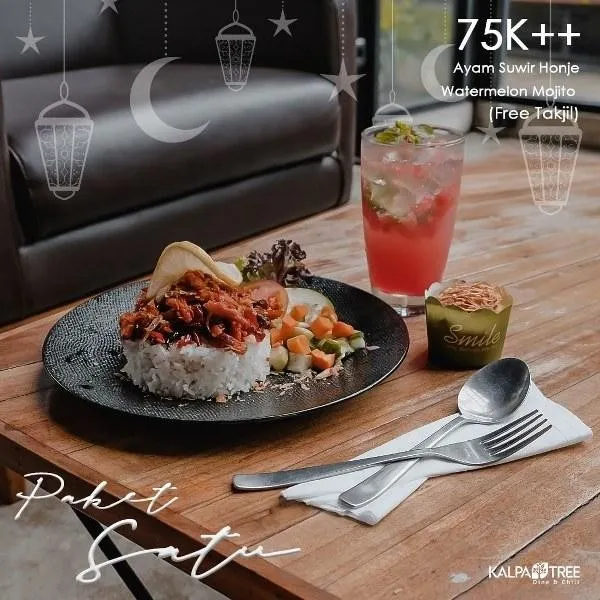 Ayam Suwir Honje, 1. Slow Roasted Half Chicken, 2. Chicken Teriyaki Set, 3. Alfredo Pasta, 4. Ayam Suwir Honje, 5. Beef Wellington, 6. Hainan Chicken Rice, 7. Nasi Goreng Kalpa Tree, 8. Sop Iga Pedas, 9. Kue Talam Kalpa Tree, 10. Colenak Sangiang