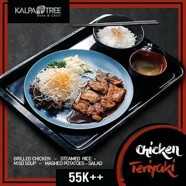 Chicken Teriyaki Set, 1. Slow Roasted Half Chicken, 2. Chicken Teriyaki Set, 3. Alfredo Pasta, 4. Ayam Suwir Honje, 5. Beef Wellington, 6. Hainan Chicken Rice, 7. Nasi Goreng Kalpa Tree, 8. Sop Iga Pedas, 9. Kue Talam Kalpa Tree, 10. Colenak Sangiang