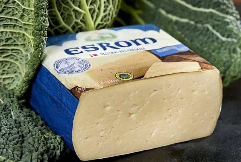 Esrom, 1. Blue Cheese Denmark/ Danablu, 2. Havarti, 3. Vesterhavsost, 4. Danbo, 5. Esrom, 6. Bla Castello, 7. Samsø, 8. Mycella, 9. Maribo, 10. Fynbo