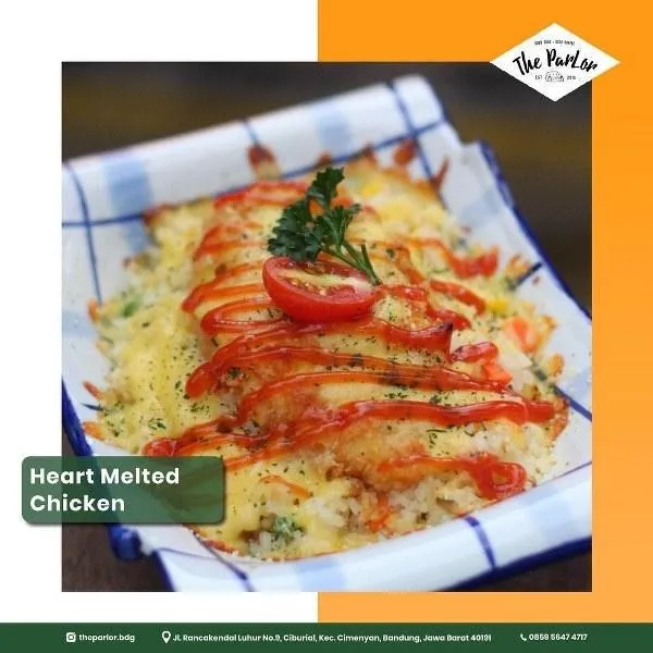 Heart Chicken Melt, 1. Sop Buntut Bakar Macan, 2. Traditional Iga Bakar, 3. The Parlor Cheese Burger, 4. Colenak The Parlor , 5. Dori Saus Thailand, 6. Ayam Crispy Seaweed Mayo, 7. Frutti di mare Fried Rice, 8. Heart Chicken Melt, 9. Chicken Chili Garlic, 10. Meat Lover Pizza 