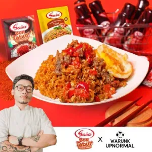 1. Indomie Upnormal, 2. Nasi Beef Sambal Domba Membara, 3. Nasi Cibi, 4. Aneka Roti Bakar, 5. Nasi Chili Chicken, 6. Pisang Bakar, 7. Nasi Goreng Rempah Triad, 8. Aneka Minuman Latte, 9. Si Eko, 10. Pandan Series, 11. Cireng Saus Spesial Upnormal, 1. Nasi Sapi Rica, 2. Indomie Carbonara with Chicken Skin, 3. Paket Indomie Bakso Besar, 4. Es Kopi Senang Hati