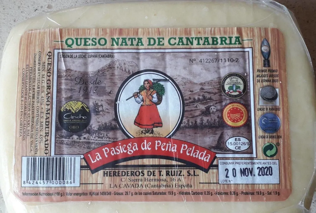 Nata de Cantabria, 1. Cabrales, 2. Arzúa-Ulloa, 3. Manchego, 4. Torta del casar, 6. Mahón, 7. Tetilla, 8. Idiazabal, 9. San Simon da Costa, 10. Nata de Cantabria