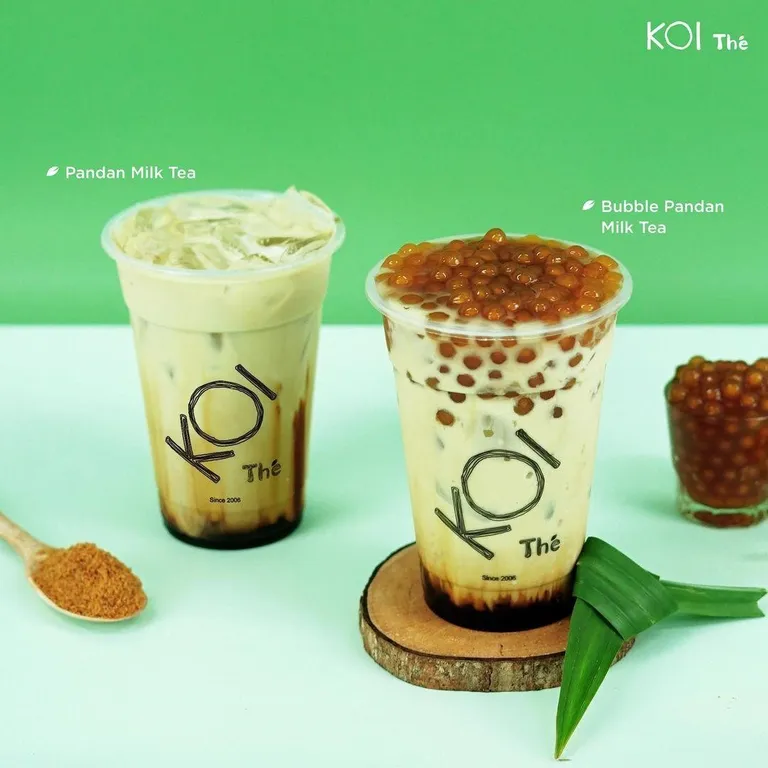 Pandan Milk Tea, 1. Passion Fruit Aloe Vera, 2. Honey Lime Tea, 3. Brown Sugar with Petite Boba, 4. Ovaltine Latte, 5. KOI Café Macchiato, 6. Pandan Milk Tea, 7. Matcha Macchiato, 8. Biscuit Ovaltine, 9. Ice Cream Ceylon Black Tea Latte, 10. Vanilla Milk Tea
