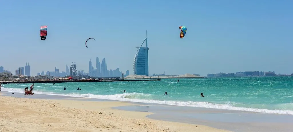 Kite Beach, 1. JBR Open Beach, 2. Al Sufouh Beach, 3. Sunset Beach, 4. Kite Beach, 5. Al Mamzar Beach Park, 6. Jumeirah Beach Park, 7. La Mer Beach, 8. Marina Beach, 9.  Al Khan Beach, Sharjah, 10. Jebel Ali Beach