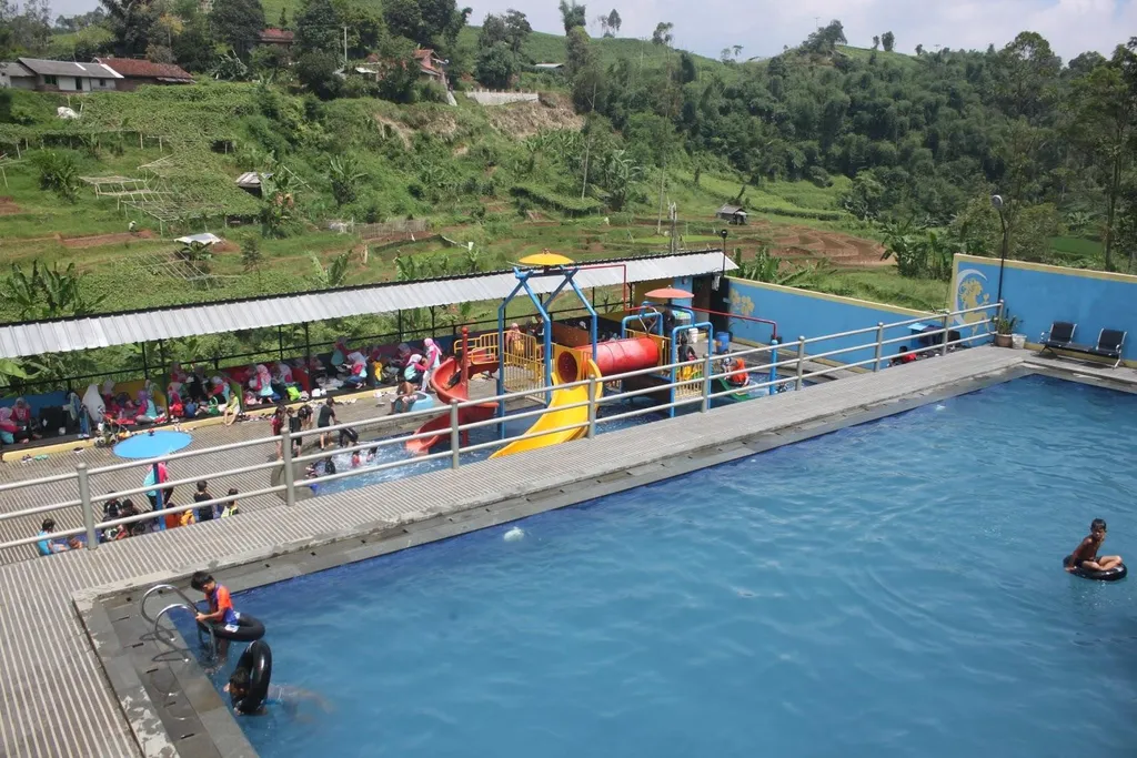 Waterboom Kertamanah, 1. Waterboom Kertamanah, 2. Pemandian Air Panas Cibolang, 3. Tirta Camelia, 4. Lebak Asri, 5. Kolam Air Panas Sukaratu Pangalengan, 6. Kolam Ranca Bening, 7. Kolam Renang Villa Cempaka Pangalengan, 8. Kolam Renang Tirta Wyogra, 9. Kolam Renang Wayang Pangalengan, 10. Kolam Renang Villa Mandalawangi