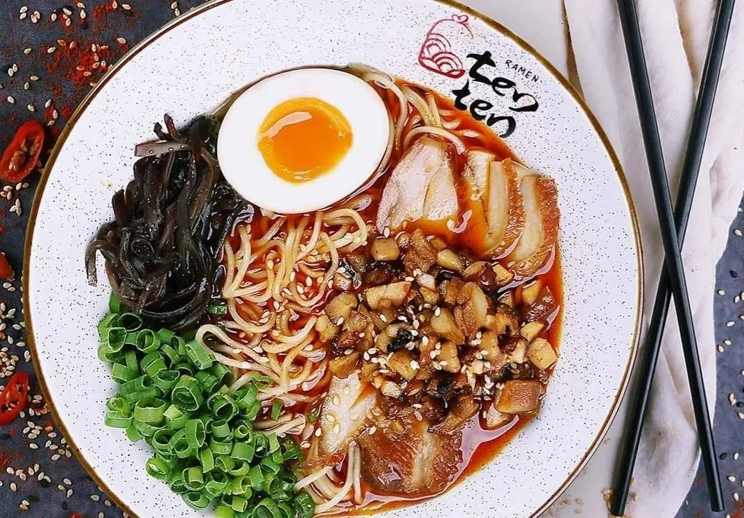Tori Tan Tan Men, 1. Original Ten Ten Men, 2. Beef Ramen, 3. Tori Miso Men, 4. Karaage Men, 5. Tori Tan Tan Men, 6. Tori Curry Men, 7. Spicy Dry Men, 8. Chicken Karaage Curry Don, 9. Chicken Charsiu Don, 10. Gyoza
