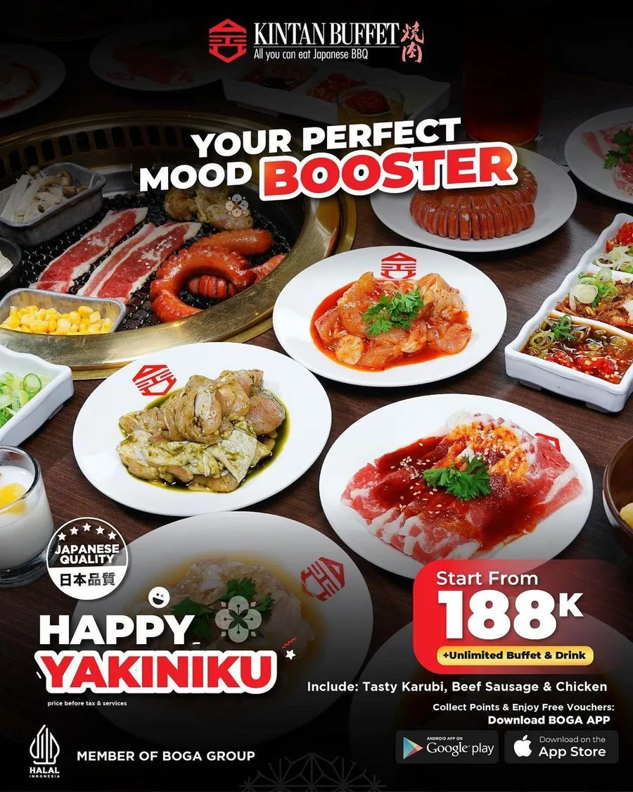 Happy Yakiniku, 1. Regular Yakiniku, 2. Premium Yakiniku, 3. Grand Menu Regular Yakiniku, 4. Special Combo Paket, 5. Grand Menu Premium Yakiniku, 6. Happy Yakiniku, 7. Menu A'La Carte