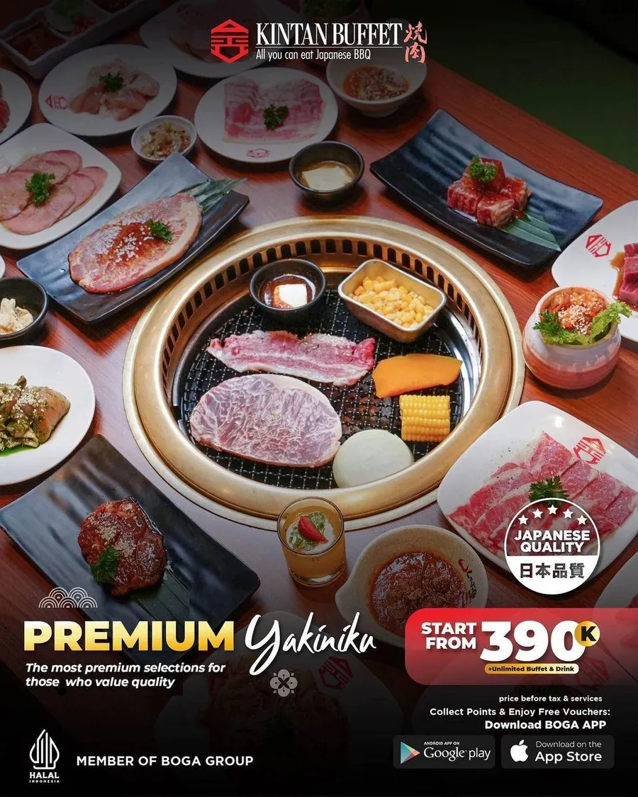 Premium Yakiniku, 1. Regular Yakiniku, 2. Premium Yakiniku, 3. Grand Menu Regular Yakiniku, 4. Special Combo Paket, 5. Grand Menu Premium Yakiniku, 6. Happy Yakiniku, 7. Menu A'La Carte