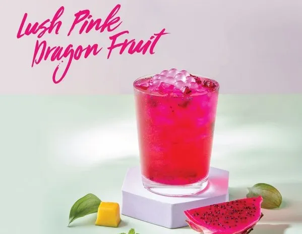 Lush Pink Dragon Fruit, 1. Cold Brew Black, 2. Iced Americano, 3. Latte Fredo, 4. Caffee Latte, 5. Signature Mocha Frappe, 6. Hanami Latte, 1. Lush Pink Dragon Fruit, 2. Sparkling Rose Tea, 3. Green Tea Latte, 4. Brew Hibiscus Tea, 5. Cookies & Cream Frappe