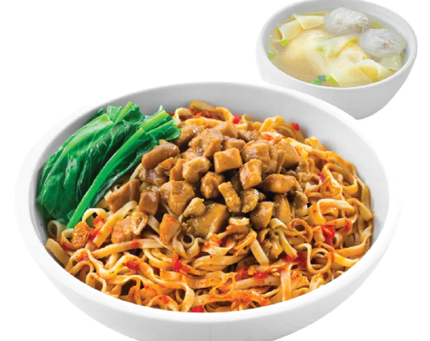 Mie Ayam Pedas 77, 1. Es Teler 77, 2. Mie Ayam Pedas 77, 3. Mie Ayam Pangsit Goreng, 4. Mie Ayam Pangsit Rebus, 5. Nasi Goreng 77, 6. Ayam Goreng Cabe Ijo, 7. Ayam Goreng Kremes, 8. Otak Otak, 9. Batagor, 10. Siomay