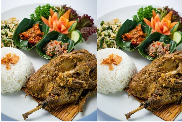 Bebek Betutu Tepi Sawah, 1. Bebek Crispy Tepi Sawah, 2. Bebek Panggang Tepi Sawah, 3. Bebek Betutu Tepi Sawah, 4. Bebek Timbungan Tepi Sawah, 1. Tuna Pete Sambal Tomat, 2. Ayam Goreng Lengkuas, 3. Udang Asam Manis, 4. Gurame Sambal Matah, 5. Nasi Campur, 6. Sate Keong Sawah Pedas Manis, 7. Sate Lilit, 8. Seafood Mixed Grilled