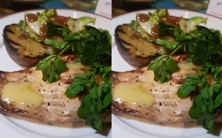 Grilled Salmon, 1. Escargot Le Quartier, 2. Foie Gras Poele “Cassis”, 3. Parisian Mushroom Soup, 4. Roasted Half Chicken, 5. Norwegian Salmon Steak, 6. Stone Baked Pizza White Ham & Truffle Oil, 7. Angel Hair Aglio Olio, 8. Grilled Salmon, 9. Farfalle Carbonara, 10. Caesar Salad