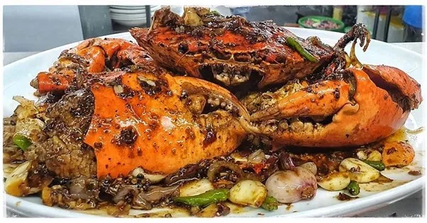 Kepiting Saus Lada Hitam, 1. Kepiting Bakau Saus Padang, 2. Lobster Laksamana Beehoon Soup, 3. Calamari, 4. Shellfish Seafood Fiesta Pasta, 5. Bakmi Tomat, 6. Kepiting Saus Lada Hitam, 7. Spaghetti Prawn Salted Egg Sauce, 1. Chicken Steak with Mushroom Sauce, 2. Nasi Pedas Lima Sambal, 3. Nasi Ulam