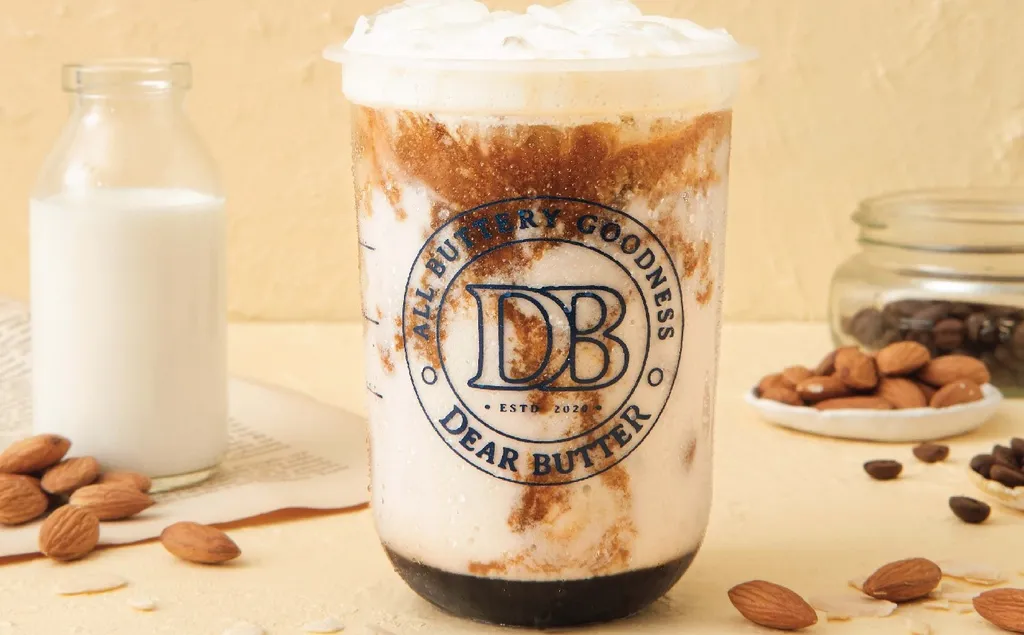Almond Milk Latte, 1. Dear Butter Original Croffle, 2. Dear Butter Choco Croffle, 3. Dear Butter Pandan Croffle, 4. Dear Butter Chizroll, 5. Iced DB Latte, 6. Iced Pandan Latte, 7. Almond Milk Latte, 8. Hot / Iced Americano, 9. Dear Butter Sauces