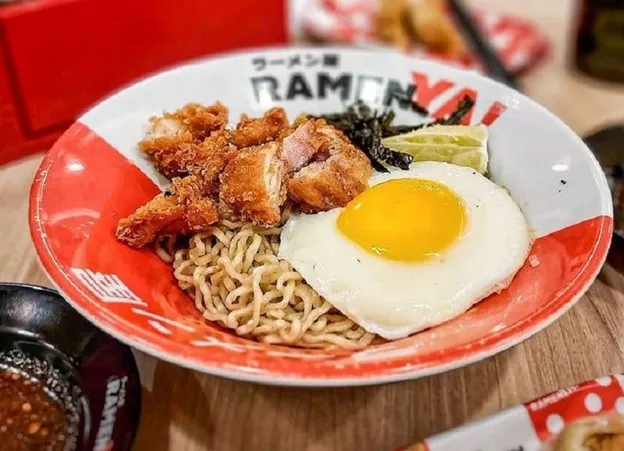 Karaage Dry Ramen, 1. Legendary Chicken Ramen, 2. Chicken Curry Ramen, 3. Hot Ramen, 4. Chicken Miso Ramen, 5. Karaage Ramen, 6. Karaage Dry Ramen, 7. Chicken Dry Ramen, 8. Volcano Dry Ramen, 9. Ebi Tempura Ramen, 10. Salted Egg Dry Ramen, 11. Karaage Curry Ramen