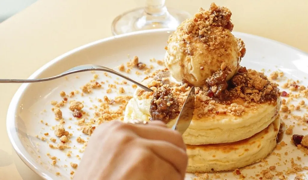 Walnut Crunch Pancake, 1. Pancious Special, 2. Honeycomb and Hot Salted Caramel Sauce Pancake, 3. Creme Brulle Pancake, 4. Ricotta and Raspberry Chocolate Pancake, 5. Walnut Crunch Pancake, 6. Berry Cheese Pancake, 7. Caramelized Banana Pancake, 8. Coco Baileys Pancake, 9. Truffle Beef Burger, 10. Full Breakfast