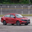 2026 Proton Saga MC3 Premium, Executive full details: 120 PS/150 Nm 1.5L, timing chain, 4AT or Punch CVT, Heavily-revised AMA platform with HPF steel panels, Six airbags and AEB, but only on top-spec Premium, High-output BHE15PFI, timing chain, 14.04% lower fuel consumption, New front and rear fascias with LED head- and taillights, Screens galore, plus wireless Apple CarPlay and Android Auto, Brief first impressions – quicker than Bezza, big car feel, Executive versus Premium spec comparison