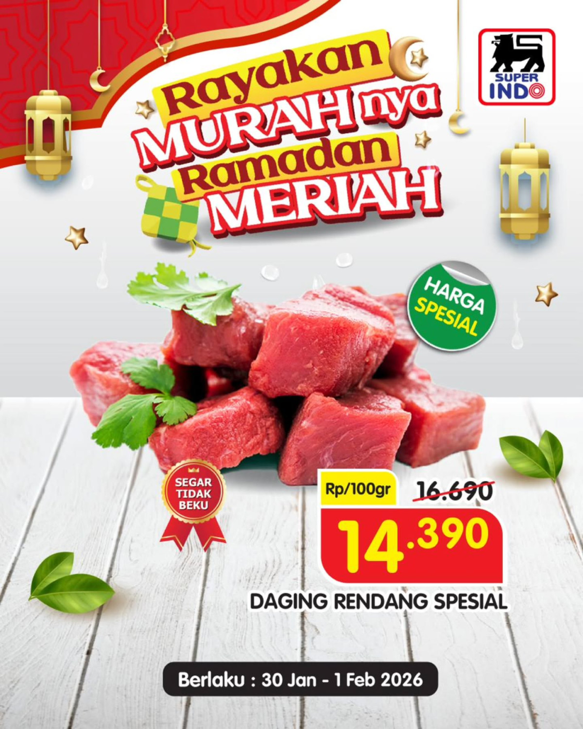 Super Indo, Promo Super Indo Hari Ini 30 Januari - 1 Februari 2026, dari Diskon Harga Beras hingga Minyak Goreng, Super Indo - Diskon Daging Rendang Spesial, Super Indo - Diskon Minyak Goreng Tropical, Super Indo - Diskon Minyak Goreng 365 dan Fortune, Super Indo - Diskon Minyak Goreng Filma dan Sania, Super Indo - Diskon Harga Spesial Beras, Super Indo - Diskon Biskuit Roma dan Arnott's, Super Indo - Diskon 40 persen Sirup ABC Special Grade, Super Indo - Promo 1 Hari Diskon hingga 35 persen, Super Indo - Promo Ambil Sepuasnya Udang Vaname, Super Indo - Diskon 365 Tuna Kaleng, Super Indo - Diskon 365 Bumbu Halus Mulai Rp 10.900, Super Indo - Diskon Santan Kelapa, Super Indo - Diskon hingga 40 persen Aneka Hidangan Ramadhan, Super Indo - Diskon 15 persen Indomilk Kids Cokelat, Super Indo - Diskon hingga 45 persen untuk Aneka Jeruk, Super Indo - Diskon Aneka Ayam