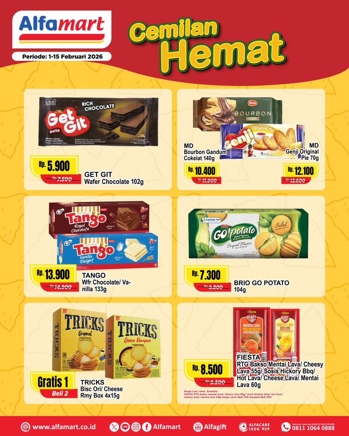 Alfamart, Promo Alfamart Hari Ini 1-15 Februari 2026, dari Minuman, Camilan hingga Hadiah Handphone, 1. Alfamart - Diskon Cemilan Hemat, 2. Alfamart - Diskon Berbagai Minuman, 3. Alfamart &amp; Alfagift - Ikuti dan Menangkan Hadiah, 4. Alfamart - Diskon 30 persen Candy Fair