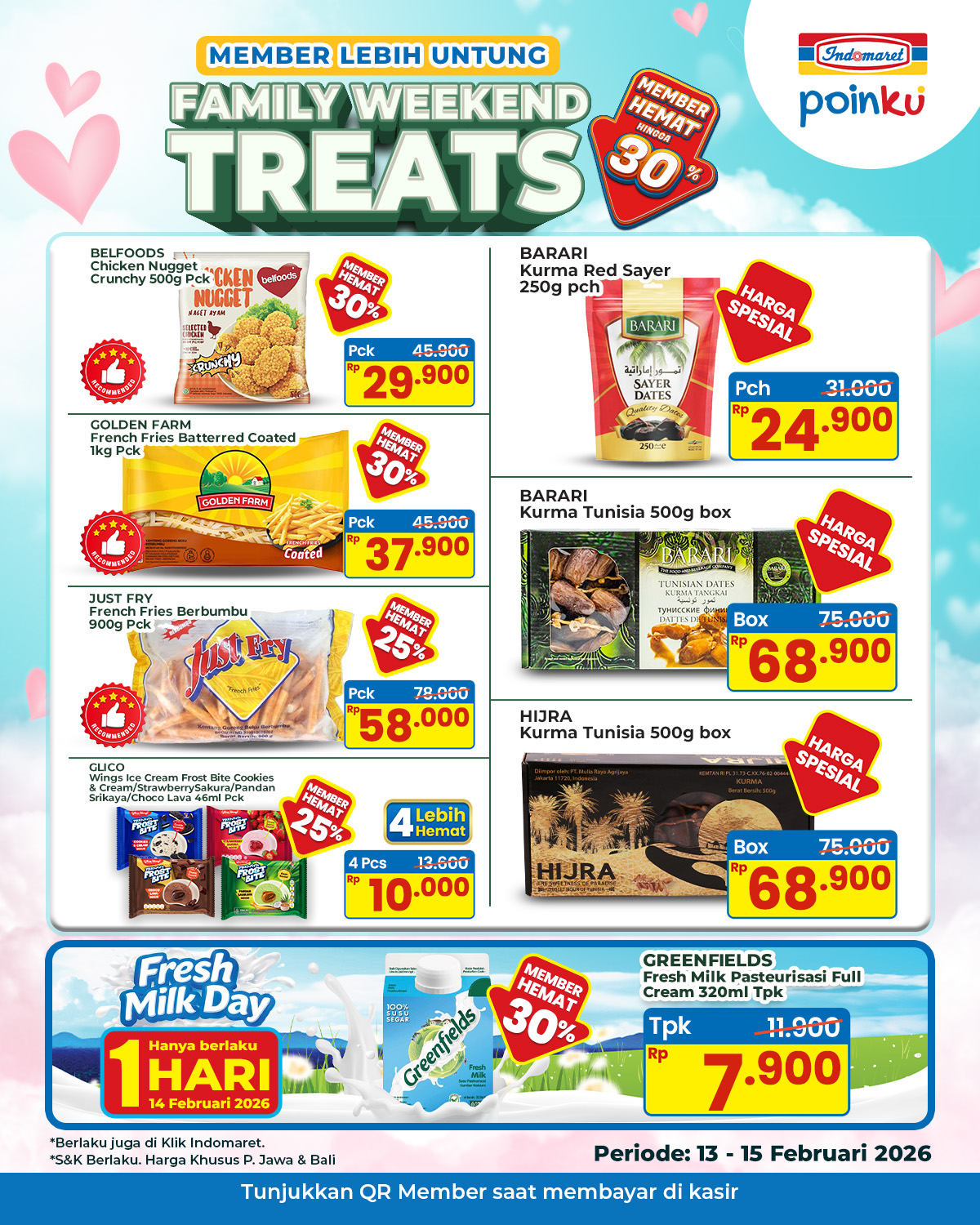 Indomaret, Promo Indomaret Hari Ini 5-18 Februari 2026, Diskon 30 Persen untuk Beragam Produk, Indomaret - Family Weekend Treats Diskon Member hingga 30 persen, Indomaret - Diskon hingga 30% untuk Air Mineral dan Beli 4 Gratis 2 Tehbotol, Baca juga: , Indomaret - Diskon Hingga 30% Momen Spesial Rayakan Cinta, Indomaret - Tebus Heboh! Diskon hingga 35 persen