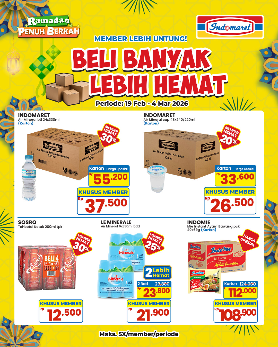 Indomaret, promo Indomaret, Promo Indomaret Hari Ini sampai 25 Februari 2026, Diskon 35 Persen untuk Produk Sehari-hari, Indomaret - Diskon Member Beli Banyak Lebih Hemat, Indomaret - Tebus Heboh! Diskon hingga 35%, Indomaret - Diskon Harga Khusus Member, Indomaret - Diskon TANGO Wafer Chocolate/Vanila 240g, Indomaret - Diskon Festival Sambut Ramadan, Indomaret - Diskon Harga Spesial Paling Murah, Indomaret - Diskon Hemat Minggu Ini, Indomaret - Promo 7 Hari, Indomaret - Tebus Murah PWP &amp; Diskon Kartu Mandiri, Indomaret - Cashback Rp 5.000, Indomaret - Diskon 33% Teh Celup Sosro &amp; Teh Poci