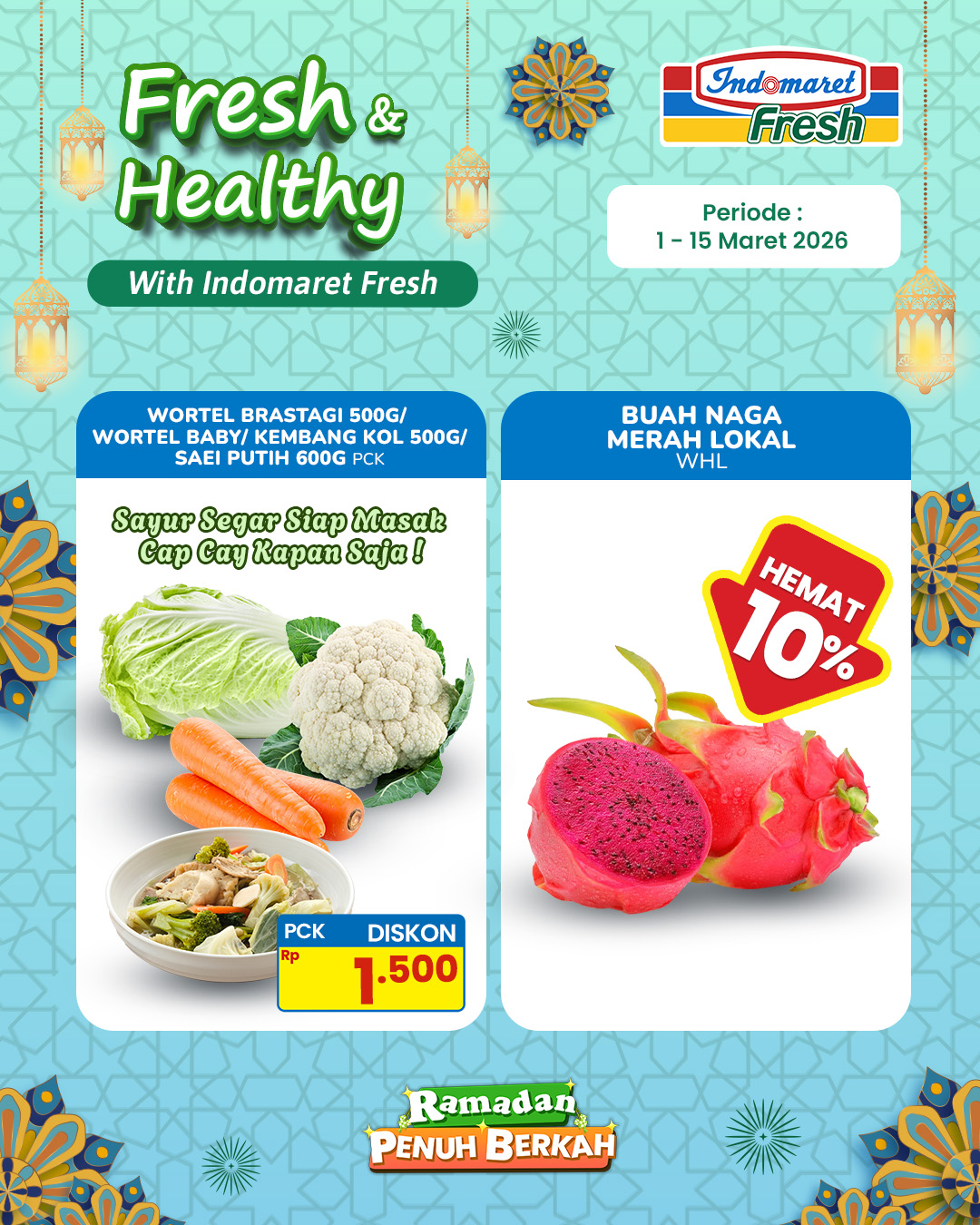 Indomaret, Promo Indomaret Hari Ini 1-15 Maret 2026, Diskon Susu dan Perlengkapan Bayi, Indomaret - Diskon Berbagai Produk Fresh &amp; Healthy, Baca juga: , Indomaret - Voucher Belanja Rp 250.000, Indomaret - Diskon PWP hingga 30%, Indomaret - Promosi Berhadiah, Baca juga: , Indomaret - Diskon Hingga 35% Susu &amp; Perlengkapan Balita