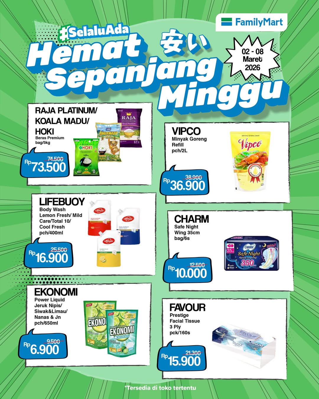 FamilyMart, Promo FamilyMart Hari Ini 2-8 Maret 2026, Beras Premium 5 Kg Rp 73.500