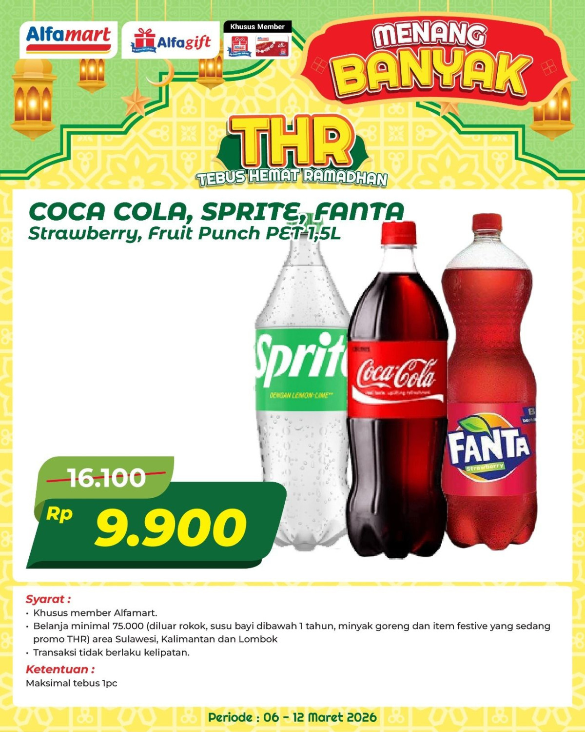 Alfamart, Promo Alfamart 6-12 Maret 2026, Minyak Goreng Sovia, Fortune 2 Liter R 37.500, Alfamart - Diskon Coca Cola, Sprite, Fanta 1.5L, Alfamart - Diskon Tebus Hemat Ramadhan, Alfamart - Diskon Ramadhan Hemat, Alfamart - Promo JSM Spesial Ramadhan Diskon Berbagai Produk & Beli 2 Gratis 1, Alfamart - Diskon hingga Rp 5.000 & Cashback Rp 2.000, Alfamart - Diskon hingga Rp 5.000 & Gratis Ongkir, Alfamart - Diskon Produk Murah Tanpa Syarat, Alfamart - Diskon Minuman Kartonan Murah Tanpa Syarat, Alfamart - Diskon hingga Rp 5.000 & Cashback Rp10.000 untuk Susu Hebat, Alfamart - Promo Suuegerrr Tebus Murah Minuman