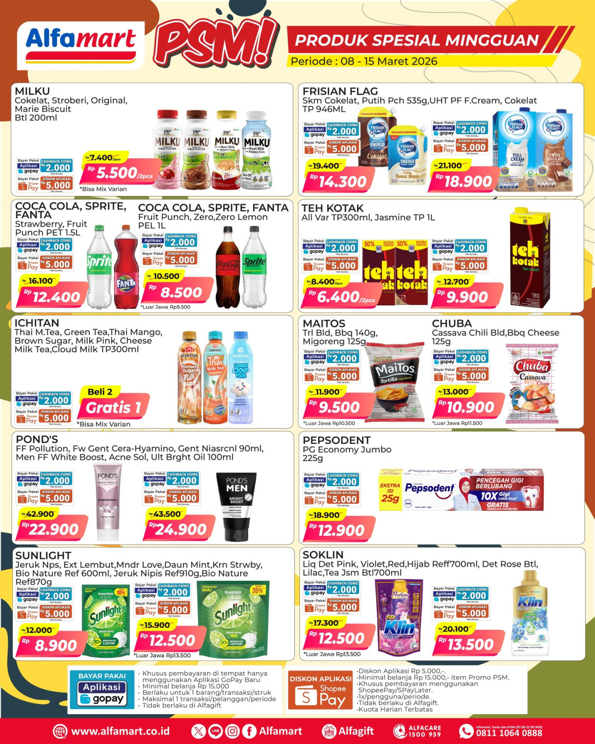 Alfamart, Promo Alfamart 1-15 Maret 2026, Diskon hingga 50 Persen Produk Mi Instan, 1. Alfamart - Diskon Produk Spesial Mingguan, 2. Alfamart - Paling Murah Sejagat Diskon Berbagai Produk Double A-Poin, 3. Alfamart - Diskon hingga 50% Noodle Fair, 4. Alfamart - Diskon hingga 28% untuk produk Dunia Bunda & Si Kecil, 5. Alfamart - Diskon Kebutuhan Dapur, 6. Alfamart - Diskon Hampers Ice Cream, 7. Alfamart - Diskon Produk Wings Hingga Rp 13.000, 8. Alfamart - Bonus A-Poin hingga 8.000, 9. Alfamart - Diskon Hingga 50% Produk Kesehatan, 10. Alfamart - Diskon hingga 33% Khusus Member, 11. Alfamart - Diskon Private Label, 12. Alfamart - Cashback Rp 15.000 untuk Susu, 13. Alfamart - Bukber Hemat Diskon Berbagai Produk