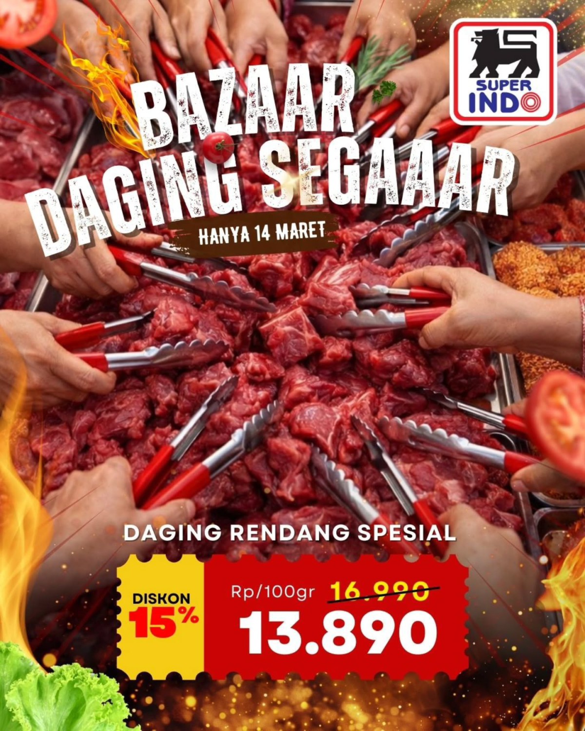 Super Indo, Promo Super Indo 13-18 Maret 2026, Diskon 15 Persen Daging Rendang, Super Indo - Diskon 15% Daging Rendang Spesial, Super Indo - Diskon 40% Diamond Ice Cream, Super Indo - Diskon Mainan Hot Wheels &amp; Matchbox, Super Indo - Diskon Healthy Kit Teman Mudik, Super Indo - Diskon Udang Vaname dan Ekstra Potongan Ajinomoto Sajiku, Super Indo - Diskon 30% Bawang Putih Promo Box, Super Indo - Ambil &amp; Isi Sepuasnya Jeruk Baby Shantang Daun, Super Indo - Diskon 365 Air Mineral Karton, Super Indo - Diskon 25% Tehbotol Sosro, Super Indo - Diskon Diamond UHT Milk, Super Indo - Diskon Cokelat Cadbury Jelang Lebaran, Super Indo - Diskon Sirup Harga Irit