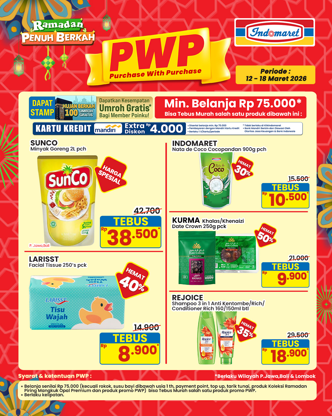Indomaret, Promo Indomaret 12-18 Maret 2026, Bertabur Diskon Minyak Goreng, Indomaret - Tebus Murah PWP hingga 50 persen, Indomaret - Diskon Hemat Minggu Ini, Indomaret - Diskon Paling Murah, Indomaret - Diskon Kebutuhan Dapur Ramadhan Penuh Berkah, Indomaret - Diskon Obat & Kesehatan