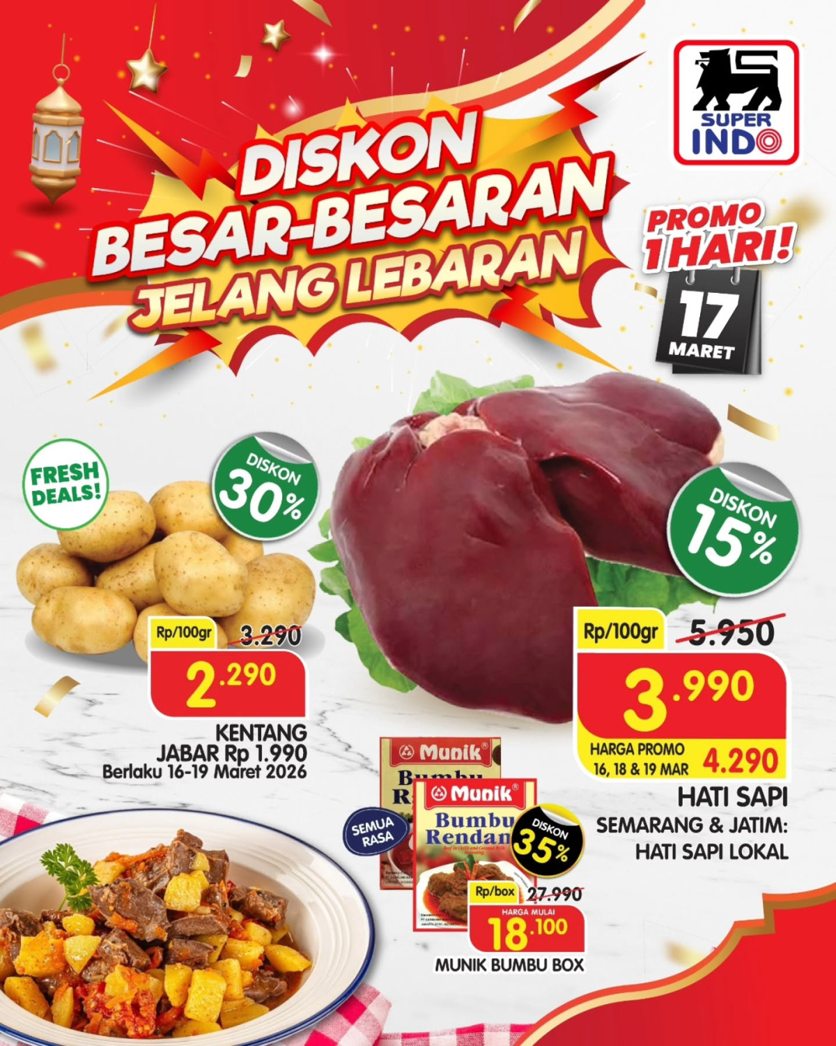 Super Indo, Promo Super Indo 16-19 Maret 2026, Diskon Minyak Goreng Sania Rp 38.700, 1. Super Indo - Diskon Besar-Besaran Jelang Lebaran, 2. Super Indo - Diskon Parfum Hemat, 3. Super Indo - Diskon Minyak Goreng Sania Royale/Sania 2L, 4. Super Indo - Diskon Besar-Besaran Jelang Lebaran
