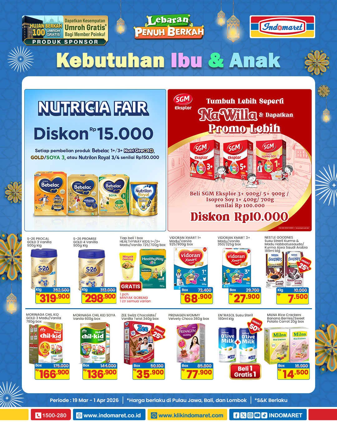 Indomaret, Promo Indomaret 19 Maret - 1 April 2026, Diskon Spesial Susu Bayi, Super Hemat Kebutuhan Ibu & Anak, Diskon Super Hemat Makanan & Minuman, Diskon hingga 35% Paling Murah, Super Hemat Kebutuhan Pribadi & Rumah, Baca juga: , Diskon hingga 40% Hemat Minggu Ini!
