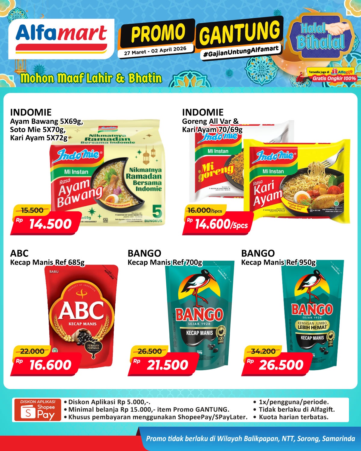 Alfamart, Promo Alfamart 16-31 Maret 2026, Diskon hingga 40 Persen Perlengkapan Bayi dan Anak, Alfamart - Promo GANTUNG Spesial Diskon Produk Pilihan, Alfamart - Diskon Promo Gantung Spesial & Ekstra Diskon ShopeePay, Alfamart - Diskon Gede-Gedean Promo Gantung Spesial, Alfamart - Diskon SilverQueen Happy Hour, Alfamart - Beli X Gratis Y Serba Gratis JSM, Alfamart - Gratis Biaya Admin Tarik Tunai & Top Up Saldo GoPay, Alfamart - Diskon hingga 26% Cokelat Favorit, Alfamart - Diskon hingga 40% untuk Baby & Kids Fair, Alfamart - Diskon Hingga 50%, Alfamart - Diskon Candy & Chocolate, Alfamart - Promo Tambah Sedikit Dapat Banyak, Alfamart - Diskon hingga 50% Candy Fair, Alfamart - Diskon Hingga 50% Health Care Fair, Alfamart - Diskon s/d 30% Snack Jumbo, Alfamart - Diskon hingga 40% Popok Bayi, Alfamart - Stok Dapur Hemat, Alfamart - Beli 2 Gratis 1 Sosro Fair, Alfamart - Diskon hingga 40% Cashback Rp 20.000, Alfamart - Diapers Fair Diskon hingga 30%, Alfamart - Cashback Rp 10.000 Produk Home Care, Alfamart - Gratis Frestea Blackcurrant