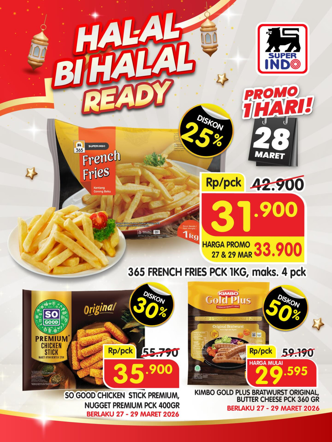 Super Indo, Promo Super Indo 26 Maret-1 April 2026, Diskon Produk Back to School, Super Indo - Diskon French Fries & Ikan Gurame 28 Maret, Super Indo - Diskon hingga 25% untuk sereal dan roti, Super Indo - Diskon hingga 30% untuk produk kebersihan, Super Indo - Diskon Sosro Teh Botol Beli 2 Lebih Hemat, Super Indo - Harga Spesial Baso Seafood Curah Box, Super Indo - Diskon 40% Pay Day Treats NIVEA, Super Indo - Diskon hingga 50% Pay Day Treats, Super Indo - Diskon Hingga 50% Pay Day Treats, Super Indo - Diskon hingga 40% produk Back to School, Super Indo - Diskon Frozen Food Back to School Ready, Super Indo - Diskon hingga 35% untuk Frozen Food, Super Indo - Diskon Es Krim Wall's Magnum Mini, Super Indo - Diskon Ayam Fresh Hingga 20%, Super Indo - Diskon Sembako Ready Hematnya Pasti, Super Indo - Diskon hingga 25% untuk produk makanan, Super Indo - Diskon hingga 30% produk kecantikan, Super Indo - Diskon Daging Giling Rp 14.000an/100gr, Super Indo - Diskon Mulai Rp 12.000, Super Indo - Diskon 40%, Super Indo - Diskon Spesial Member Inspirasi Masak Sat Set, Super Indo - Diskon Spesial Member Back To School, Super Indo - Diskon hingga 40% untuk Vidoran Xmart dan Meiji Hello Panda, Super Indo - Diskon hingga 40% untuk Sunny Gold dan Royal Sausage