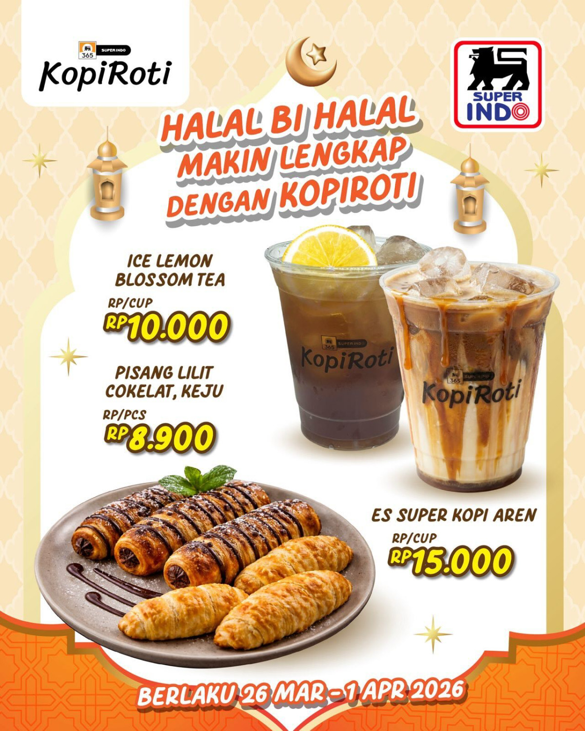 Super Indo, Promo Super Indo 26 Maret - 1 April 2026, Harga Spesial Sembako Lengkap, KopiRoti - Diskon Minuman dan Roti, Super Indo - Diskon hingga 25% untuk Selai dan Roti Tawar, Super Indo - Diskon Produk Kebersihan Rumah, Super Indo - Diskon Buah Lokal Fresh, Super Indo - Diskon hingga 35% untuk Produk Kecantikan, Super Indo - Harga Spesial Sembako Lengkap, Super Indo - Diskon Paha Ayam Krispi dan Sayur, Super Indo - Diskon hingga 25% untuk Buah Potong dan Ubi Cilembu