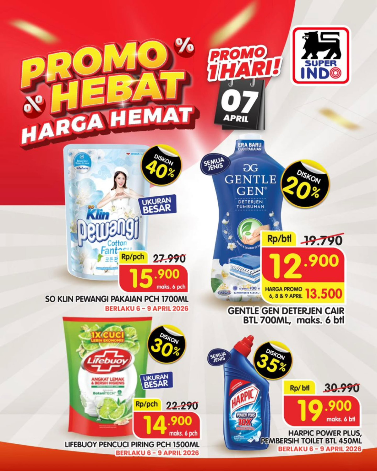 Super Indo, Promo Super Indo Hari Ini 9 April 2026, Diskon hingga 40 Persen untuk Kebutuhan Rumah Tangga