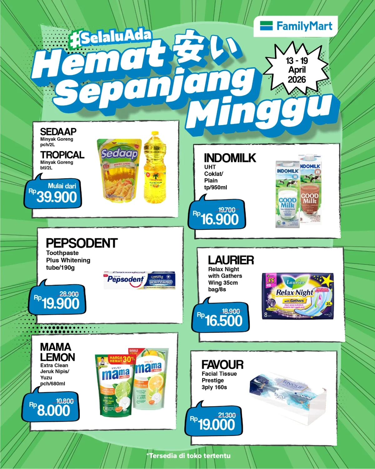 FamilyMart, Promo FamilyMart Hari Ini 13April, Diskon hingga 31 Persen Minyak Goreng dan Susu UHT