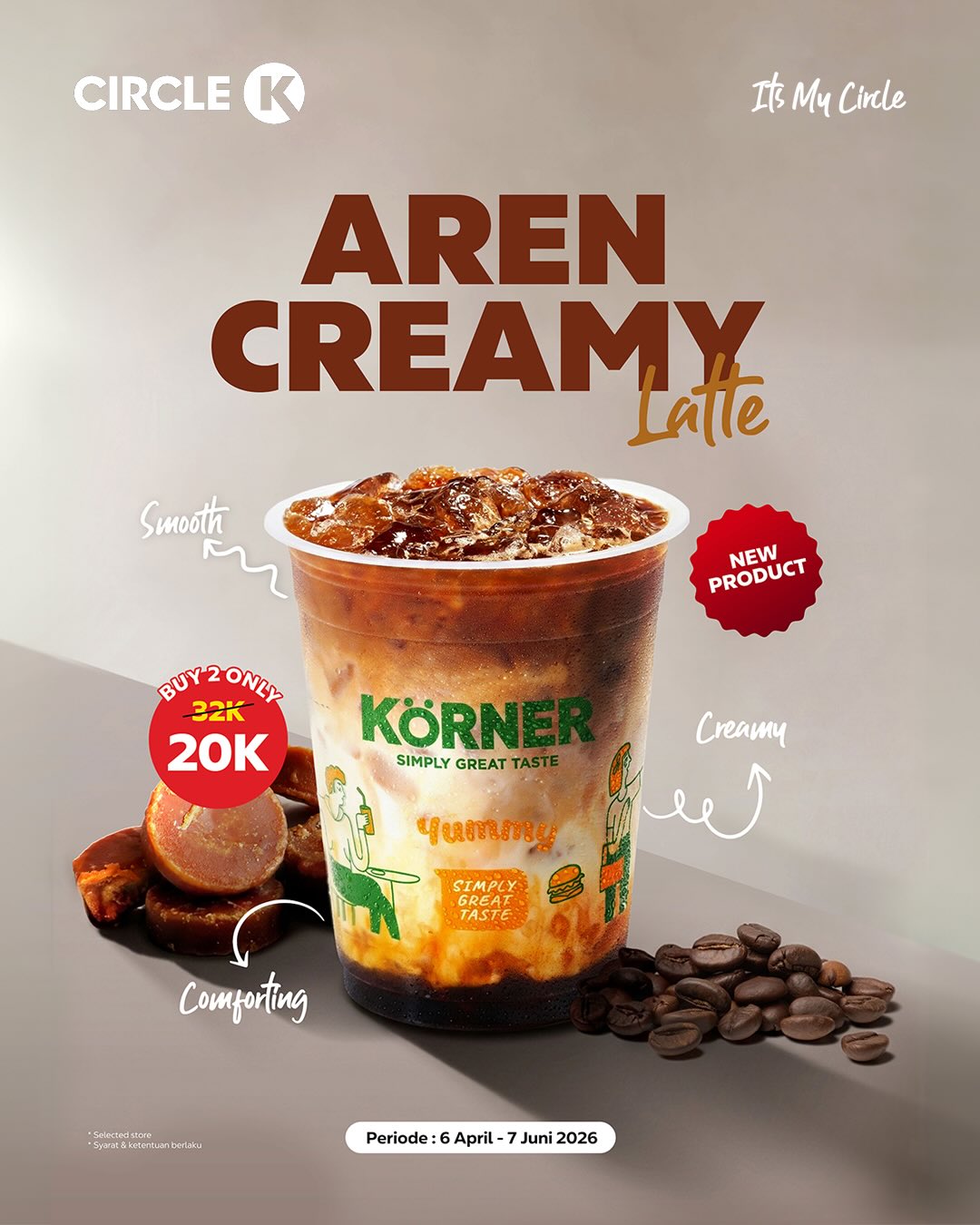 Circle K, Promo Circle K Hari Ini 15 April 2026, Dua Aren Creamy Latte Hanya Rp 20.000