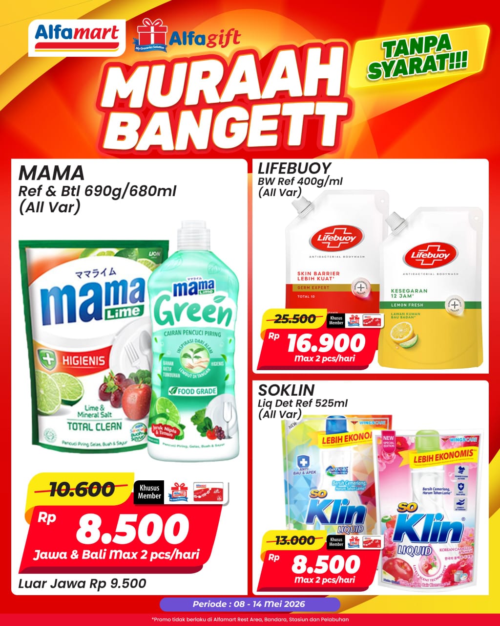 Alfamart, Promo Alfamart Hari Ini 12 Mei 2026, Diskon Murah Banget Khusus Member, Diskon Murah Banget, Diskon Produk Spesial Mingguan, Diskon GLICO Haku Almond Cup 110ml, Diskon Camilan Hemat, Diskon hingga 40 persen untuk produk kopi, Diskon hingga 45 persen untuk produk perawatan wajah, Diskon Tebus Suka-suka hingga 60 persen, Diskon Sanitary Napkin Fair hingga 40 persen, Diskon Kebutuhan Dapur Bunda, Diskon hingga 40 persen untuk Body and Face Care