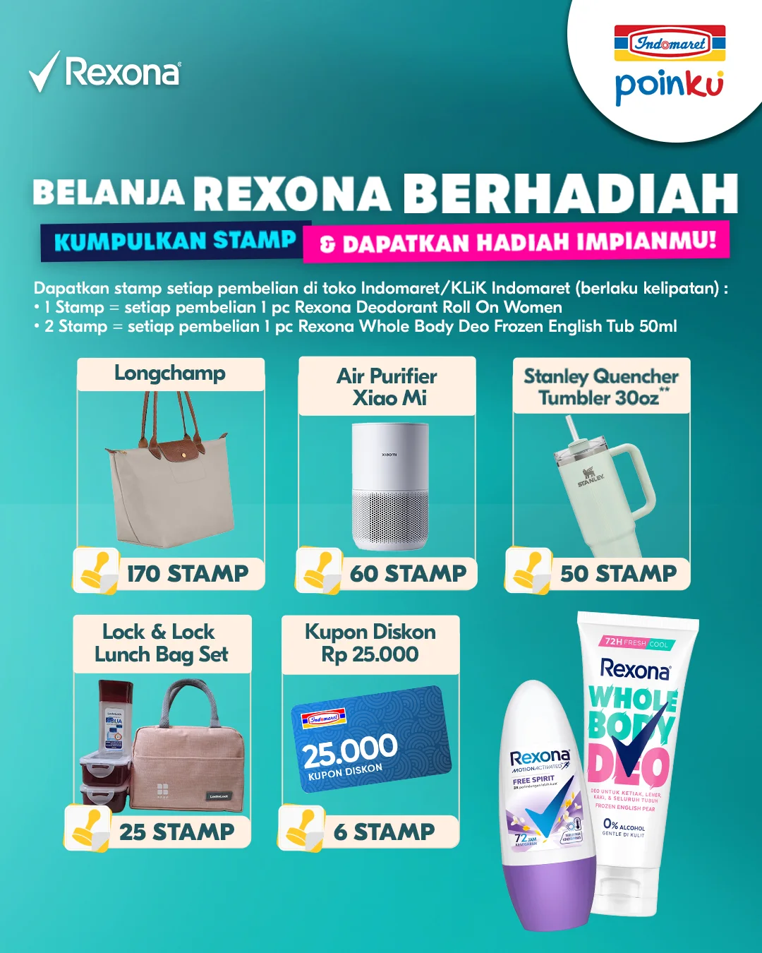 diskon hingga 45 persen, Indomaret, Promo Indomaret Hari Ini 13 Mei 2026, Diskon Aneka Produk hingga 45 Persen, Kumpulkan Stamp Rexona Dapatkan Hadiah (Lainnya, Kecantikan), Diskon hingga 35 persen untuk berbagai produk (Diskon), Diskon Hemat Minggu Ini! (Diskon), Diskon Tebus Murah PWP mulai Rp 8.900 (Diskon), Diskon hingga 45 Persen Harga Spesial (Diskon), Diskon Tebus Heboh mulai Rp 5.000 (Diskon), Diskon Personal Care Deals (Diskon, Kecantikan)