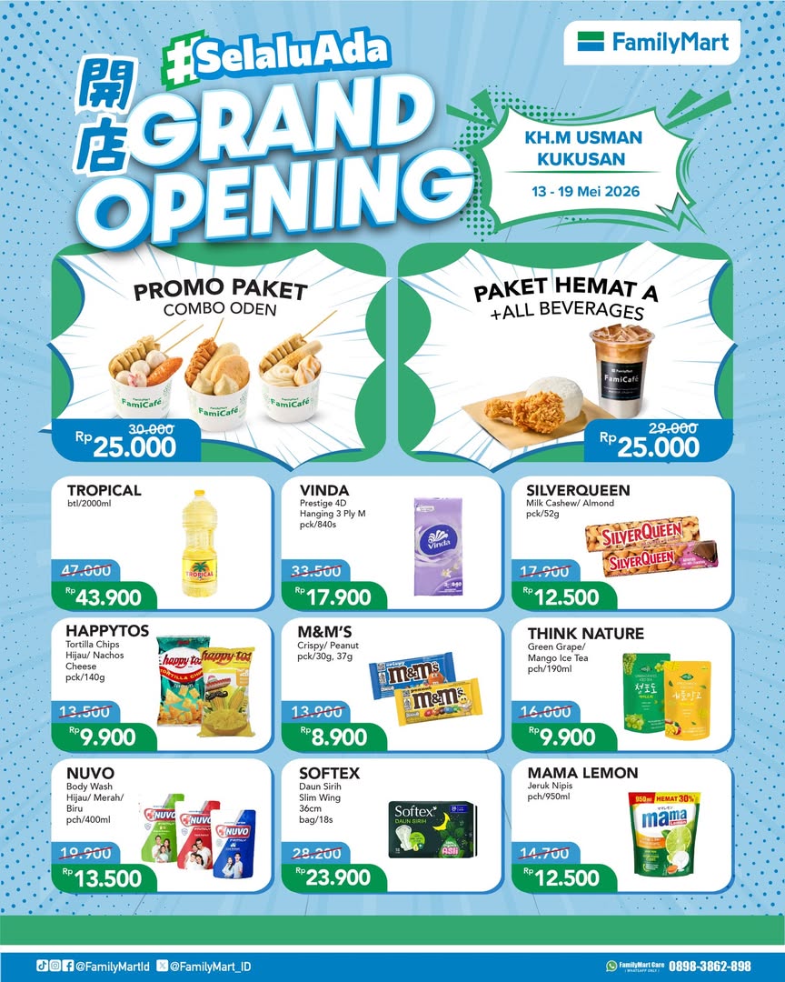 promo FamilyMart, promo Rachick, Promo FamilyMart Hari Ini, Diskon Grand Opening Kukusan Raya Depok