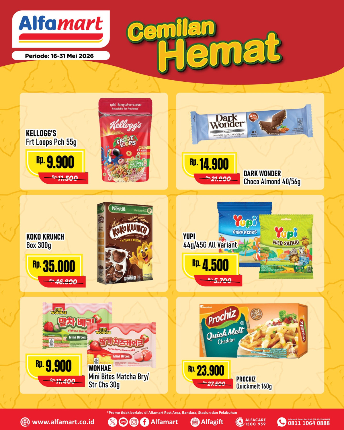 beli 1 gratis 1, promo Alfamart, Alfamart, Promo Alfamart Hari Ini 18 Mei 2026, Cemilan Hemat dan Beli 1 Gratis 1, Diskon Cemilan Hemat (Promo 1) | 16–31 Mei 2026, Serba Gratis (Promo 2) | 16–31 Mei 2026, Tebus Murah Produk Pilihan (Promo 3) | 16–31 Mei 2026, Diskon Berbagai Produk Kebutuhan Dapur (Promo 4) | 16–31 Mei 2026, Promo Cemilan Ceban (Promo 7) | 16–31 Mei 2026, Diskon Produk Bayi &amp; Anak (Promo 6) | 16–31 Mei 2026, Diskon hingga Rp10.600 untuk MIUBaby (Promo 8) | 16–31 Mei 2026, Diskon Berbagai Minuman Segar dan Es Krim (Promo 9) | 16–31 Mei 2026, Tebus Murah Rp 2.900 (Promo 11) | 16–31 Mei 2026, Diskon Produk Spesial Mingguan (Promo 12) | 16–23 Mei 2026, Cashback Rp15.000 &amp; Rp10.000 (Promo 13) | 16 April–31 Mei 2026