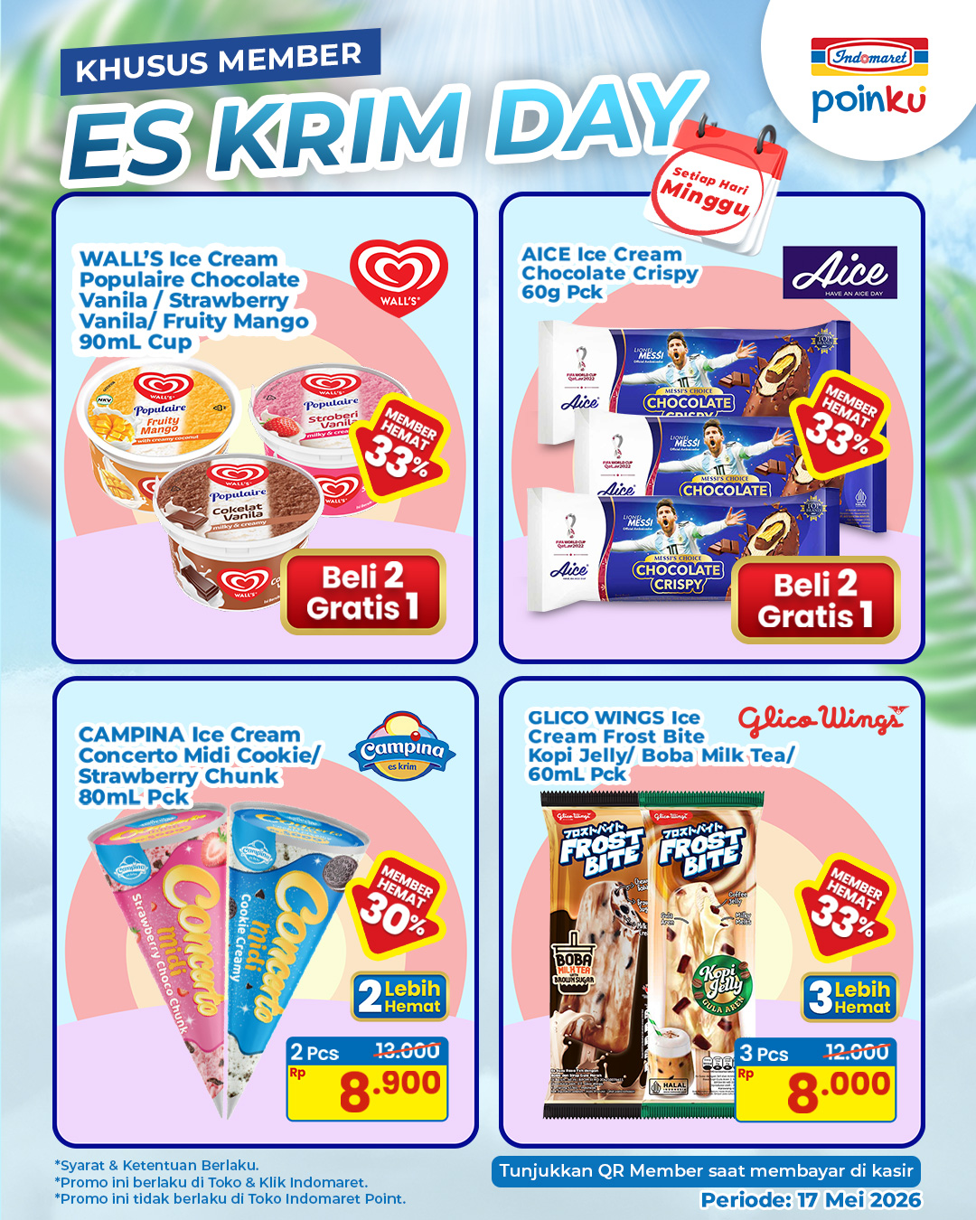 Indomaret, Promo Indomaret Hari Ini 18 Mei 2026, Diskon 35 Persen Produk Sehari-hari, Promo 1: Indomaret Fresh - Diskon hingga 30 persen dan Beli 2 Gratis 1, Promo 2: Diskon hingga 30 persen untuk Makanan &amp; Minuman (Super Hemat), Promo 3: Harga Khusus Member Diskon hingga 35 Persen (Toko Indomaret), Promo 4: Diskon hingga 35 persen untuk Kebutuhan Pribadi &amp; Rumah Tangga, Promo 5: Program Loyalty Umroh Bersama Confidence, Promo 6: Cashback 10 Persen UniPin Credits