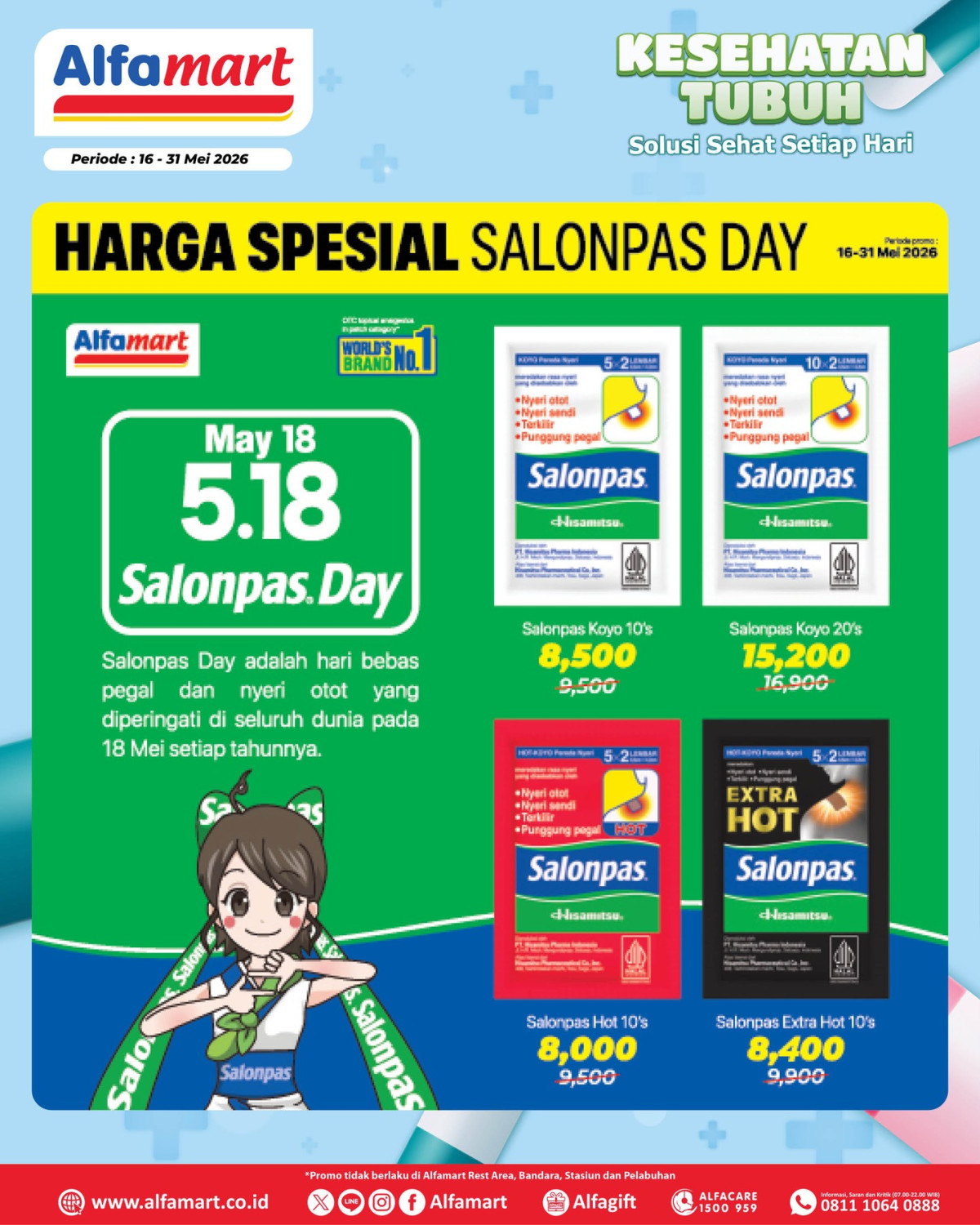 Alfamart, promo Alfamart, Diskon hingga 40 Persen, Promo Alfamart Hari Ini 22 Mei 2026, Diskon Produk Kesehatan, Promo 1: Diskon Produk Kesehatan (Health Care Fair), Promo 2: Diskon Mie Sedaap Kartonan (Noodle Fair), Promo 3: Diskon hingga 40 Persen Popok Bayi (Baby Diapers Fair), Promo 4: Diskon hingga 40 Persen Home Care Fair, Promo 5: Camilan Hemat, Promo 6: Diskon Produk Minuman Segar dan Es Krim (Super Hemat), Promo 7: Diskon Produk Perawatan dan Kecantikan (Super Spesial), Promo 8: Gratis 1 pcs Mie Sedaap