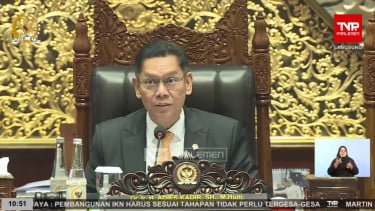 Wakil Ketua DPR RI Adies Kadir dalam rapat paripurna pengesahan RUU Minerba menjadi UU di Kompleks Parlemen, Senayan, Jakarta Pusat, Selasa, 18 Februari 2025 (sumber: tangkapan layar YouTube TV Parlemen)